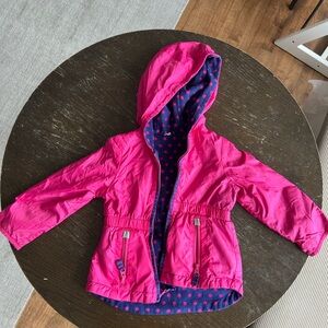 London Fog Pink Hooded Jacket with Polka Dot Lining